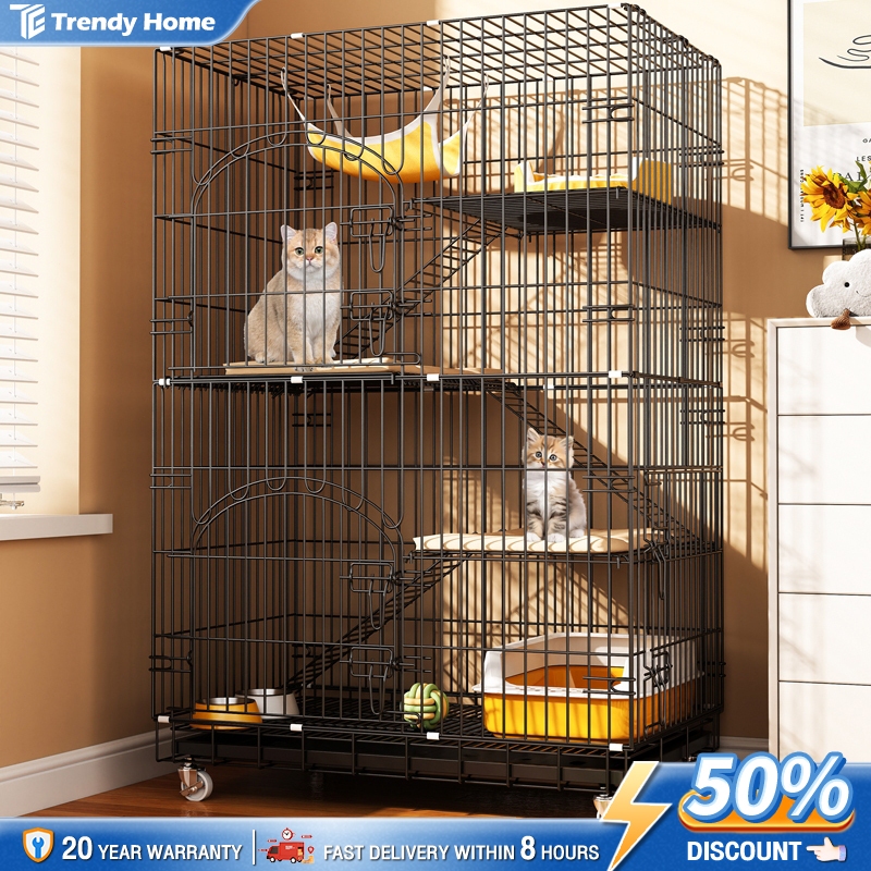 Dog Cage with Poop Tray Heavy Duty Pet Collapsible Cage Foldable Pet ...