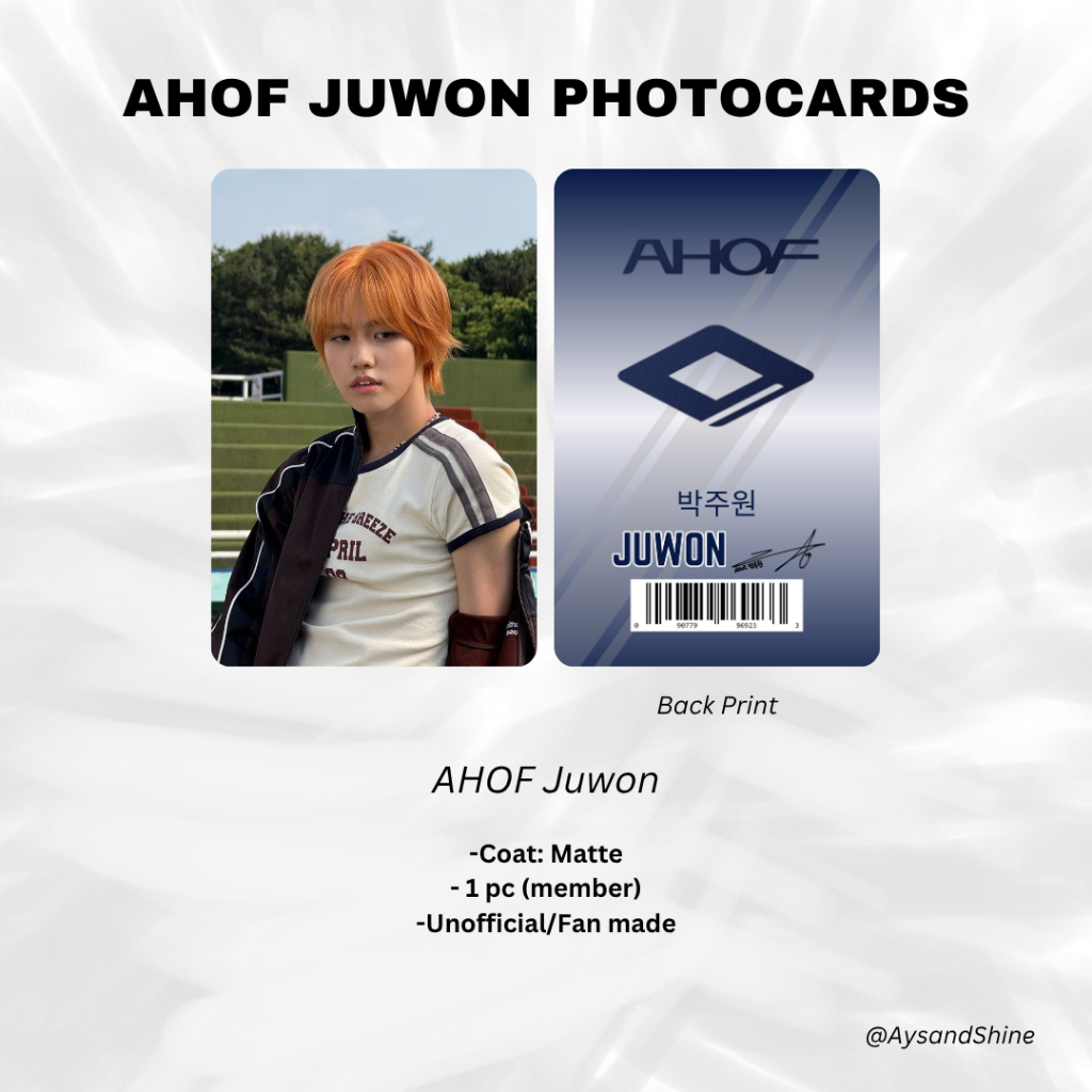 AHOF Juwon Photocards (JL, Steven, Shuaibo, Juwon, Jeongwoo, Chih En ...