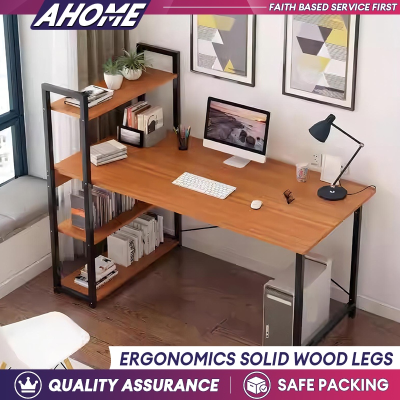 【Left/Right Adjustable】Computer Table With Book Shelf Study Table with ...