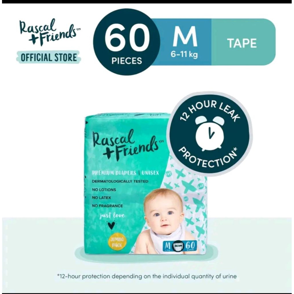 Rascals Premium Diaper Tape Medium 60pcs | Shopee Philippines