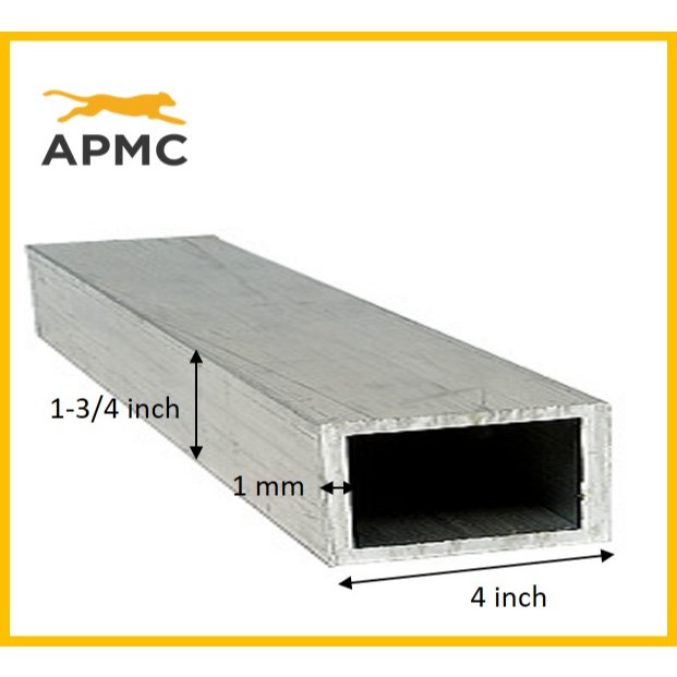 BuildIt Aluminum Tubular / Square Tube 1mm x 1-3/4 inch x 4 inch ...