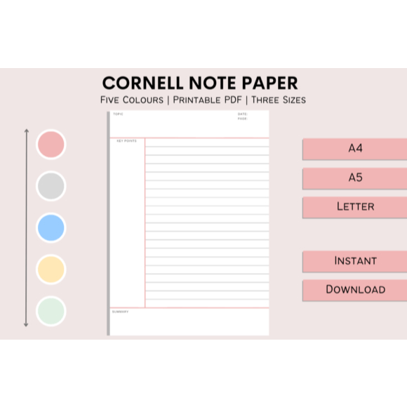 Digital Planner, Lined Paper for Note Taking, Cornell Note Paper ...
