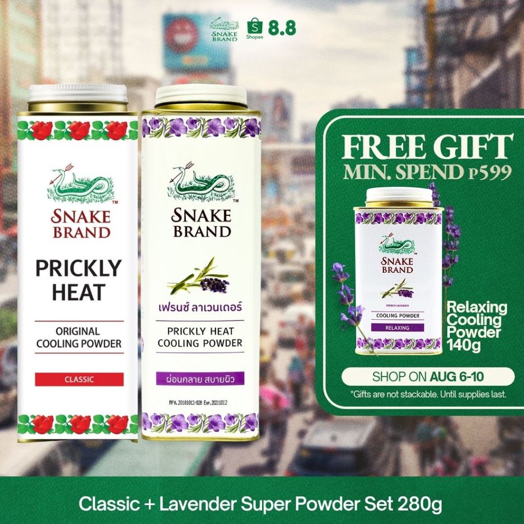 Snake Brand Super Powder Set (Classic Cooling Powder 280g + Relaxing ...