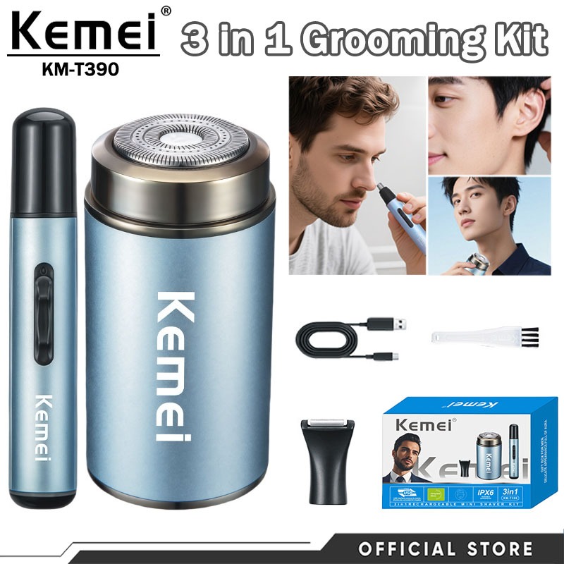 Kemei Electric Shaver Portable Household Small Steel Razor 3in1 Nose ...
