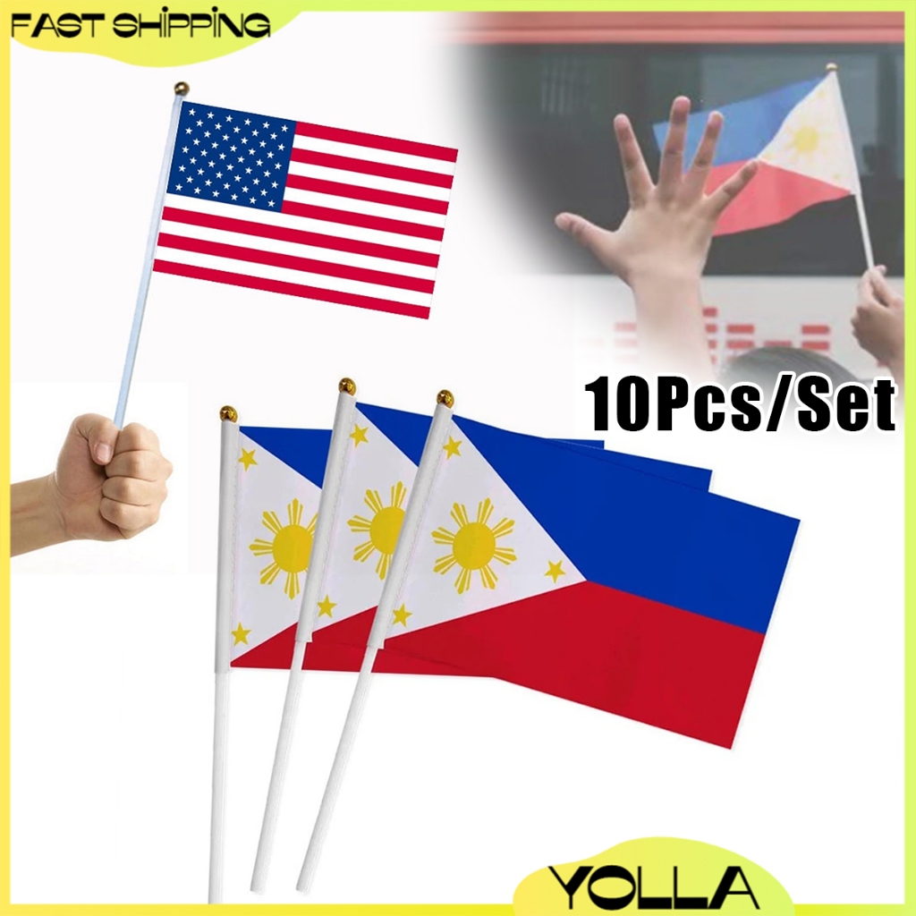 10Pcs Small Philippine Flag with Stick 8x5in Philippine Flaglet For ...