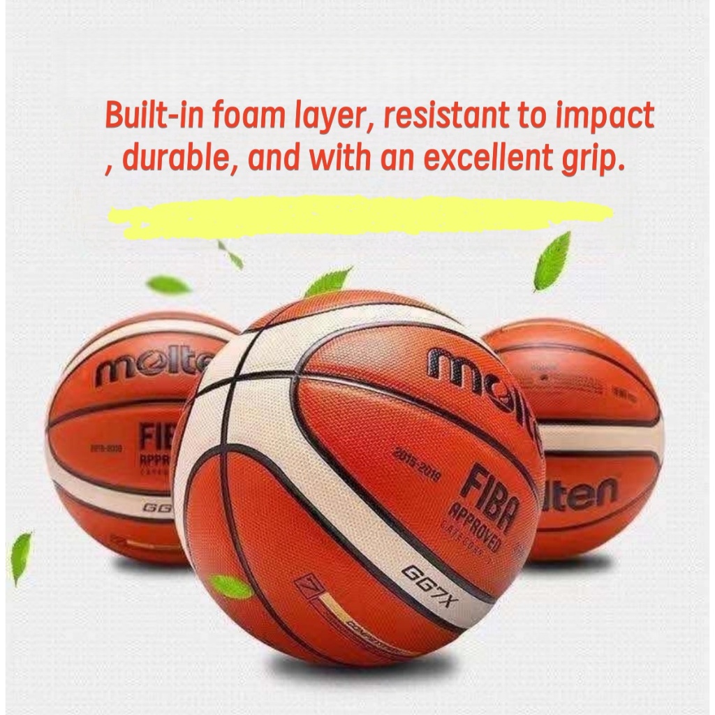 Molten BG-serie lederen basketbal, FIBA goedgekeurd - BG5000, maat 7, 2-tone (B7G5000