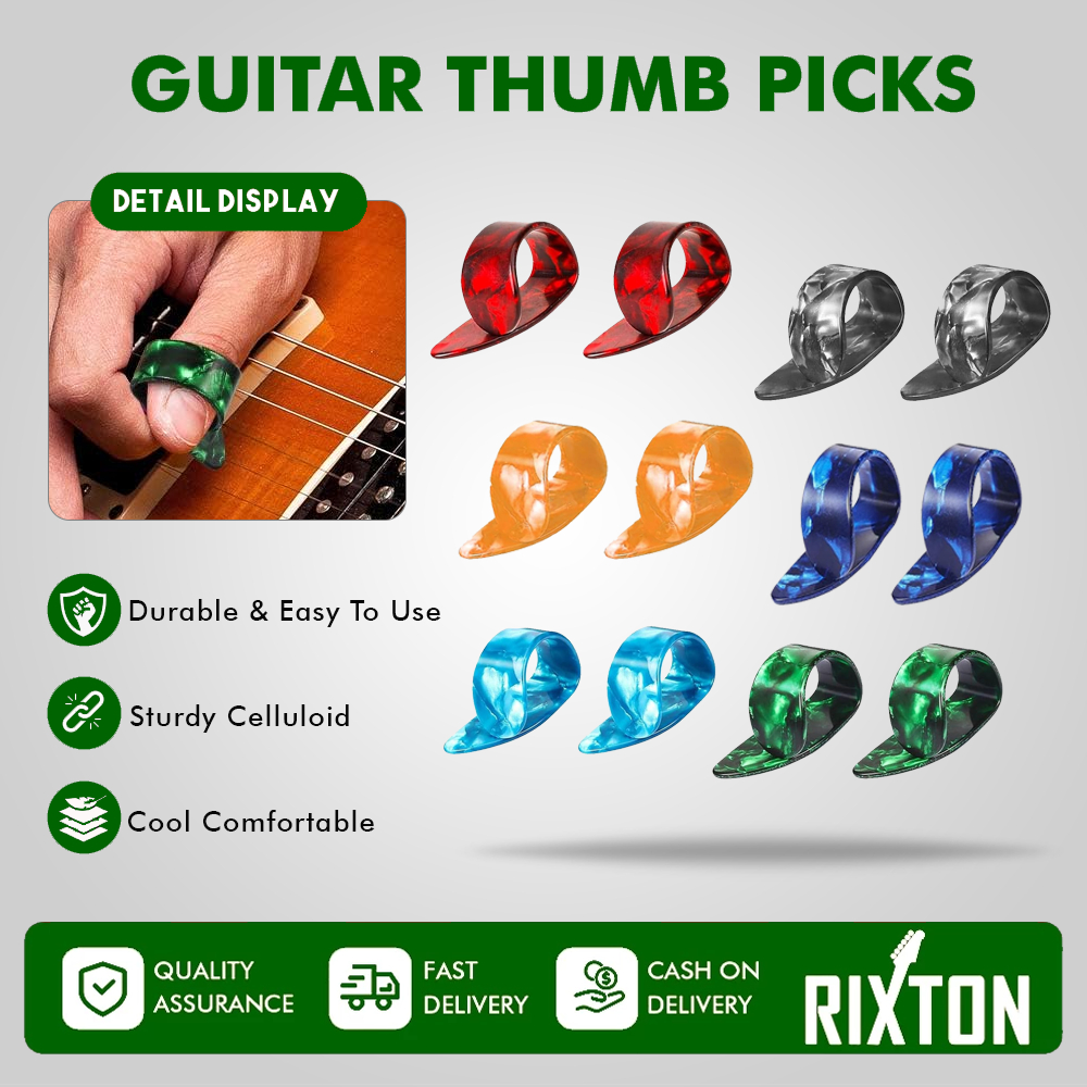 RIXTON Guitar Finger Pick and Thumb Picks Random Colors for Acoustic ...