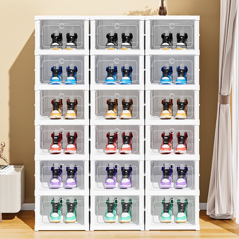Stackable Shoe Box Hard Plastic Storage Organizer Durable Box With ...