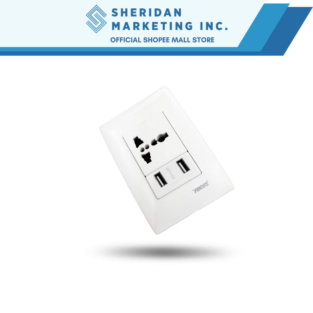 Focus Wide Multi Outlet W/ USB 2 Gang | Shopee Philippines