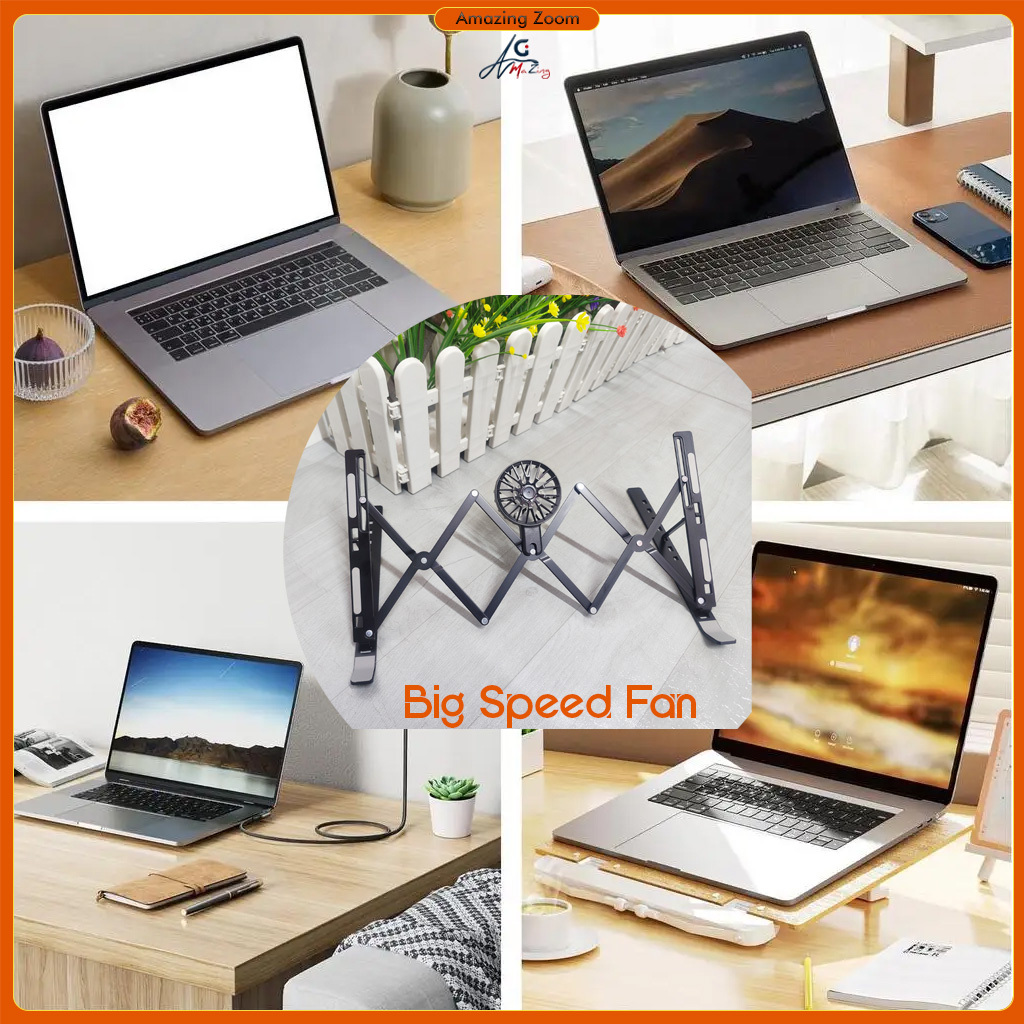 Big Size Foldable Adjustable Aluminum Laptop Stand Metal Height Cooling ...