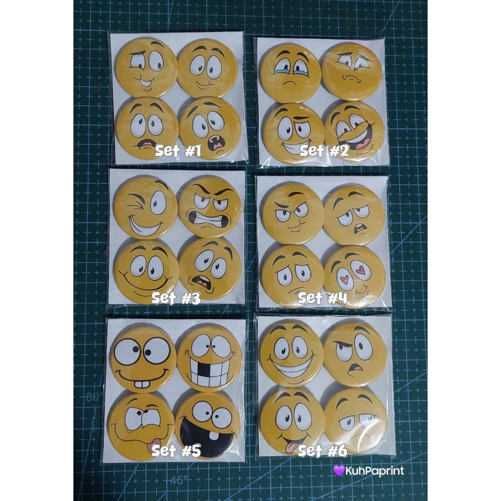 Kuhpaprint _ Smileys _ 32mm/1.25in. glossy button pins sold by set ...