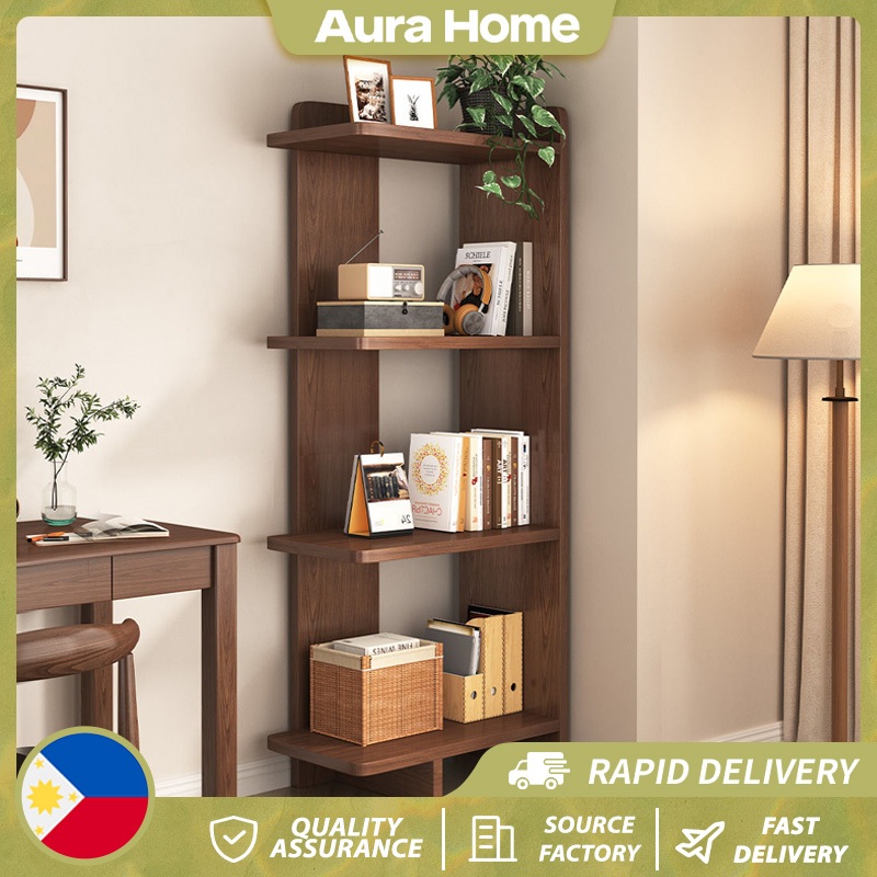 Wooden Book Shelf Corner Book Rack Multi-Layer Corner Storage Rack For ...