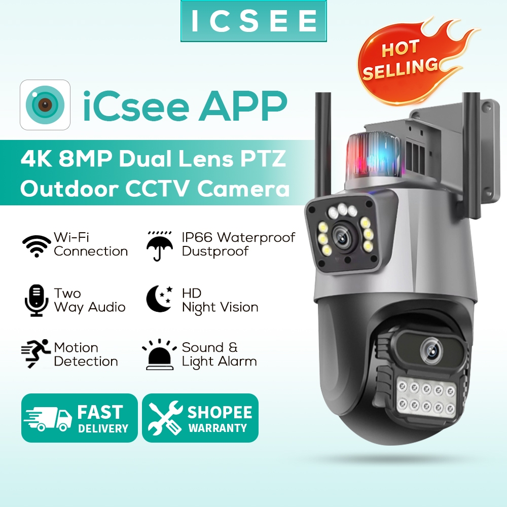 ICSEE XM R13 8MP PTZ CCTV Camera Dual Lens Dual Screen WiFi Outdoor ...