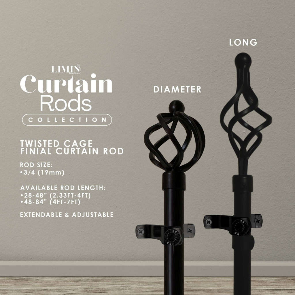 LIMIN Long/Diameter Curtain Rod | Adjustable Expandable | 3/4 ...