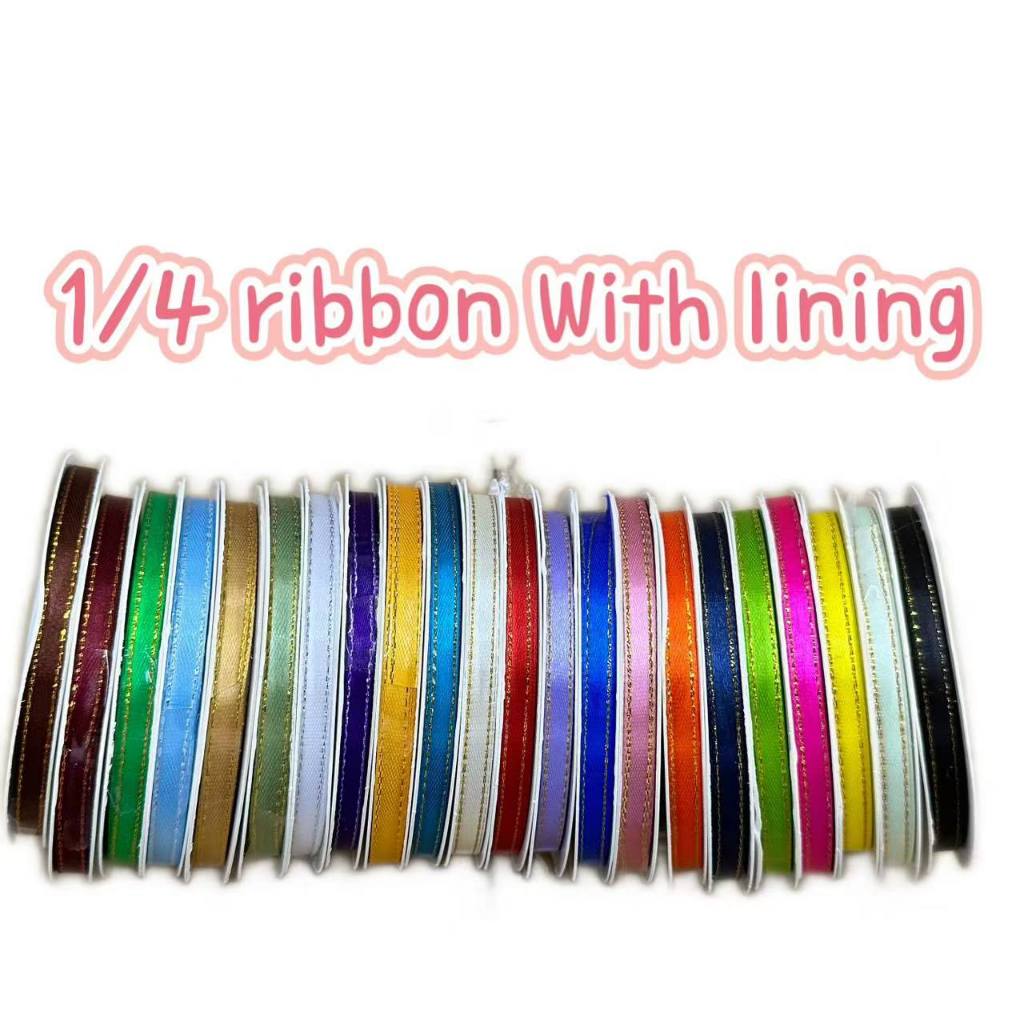 ribbon 1/4 DE satin ribbon with lining gold/silver 50yards/roll ...