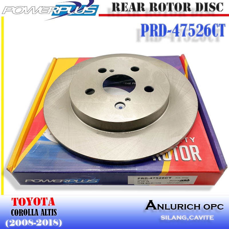 POWERPLUS REAR ROTOR DISC (258mm) FOR TOYOTA COROLLA ALTIS (2008-2018 ...