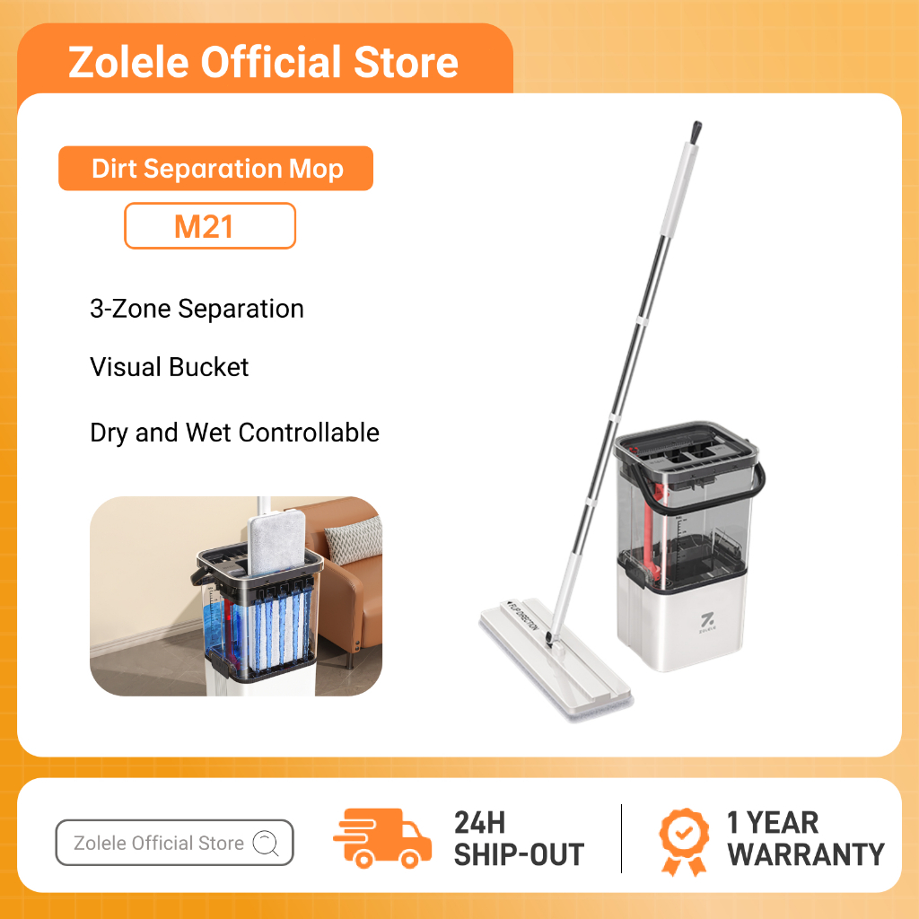 ZOLELE M21 Floor Mop Cleaning Flat Mop 2in1 360 Spin Mop Dry and Wet ...