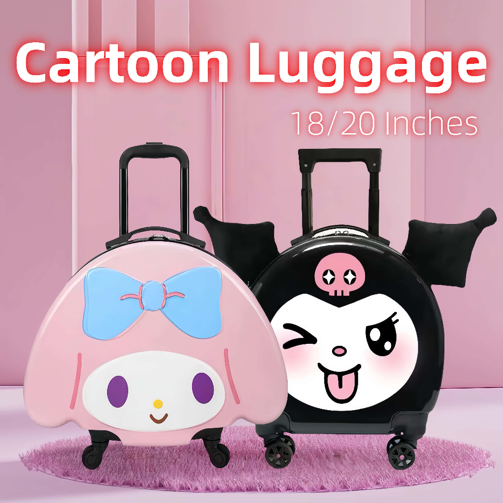 Kuromi Luggage Cartoon Sanrio Travel Bag for Kids 20 inch Cinnamoroll and  Mymelody Trolley suitcase