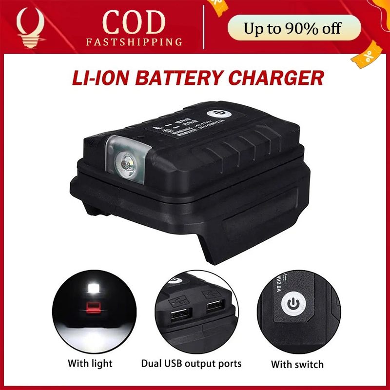 Adapter LED Lamp Flashlight USB Mobile Phone Charger For Makita 18V Li-ion  Battery Power Bank BCA
