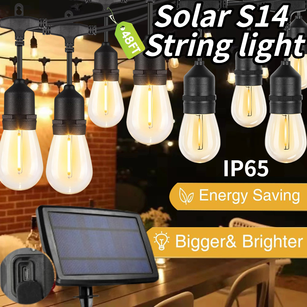 S14/G40/ST38 Solar String lights Outdoor Waterproof IP65 Fairy lights ...