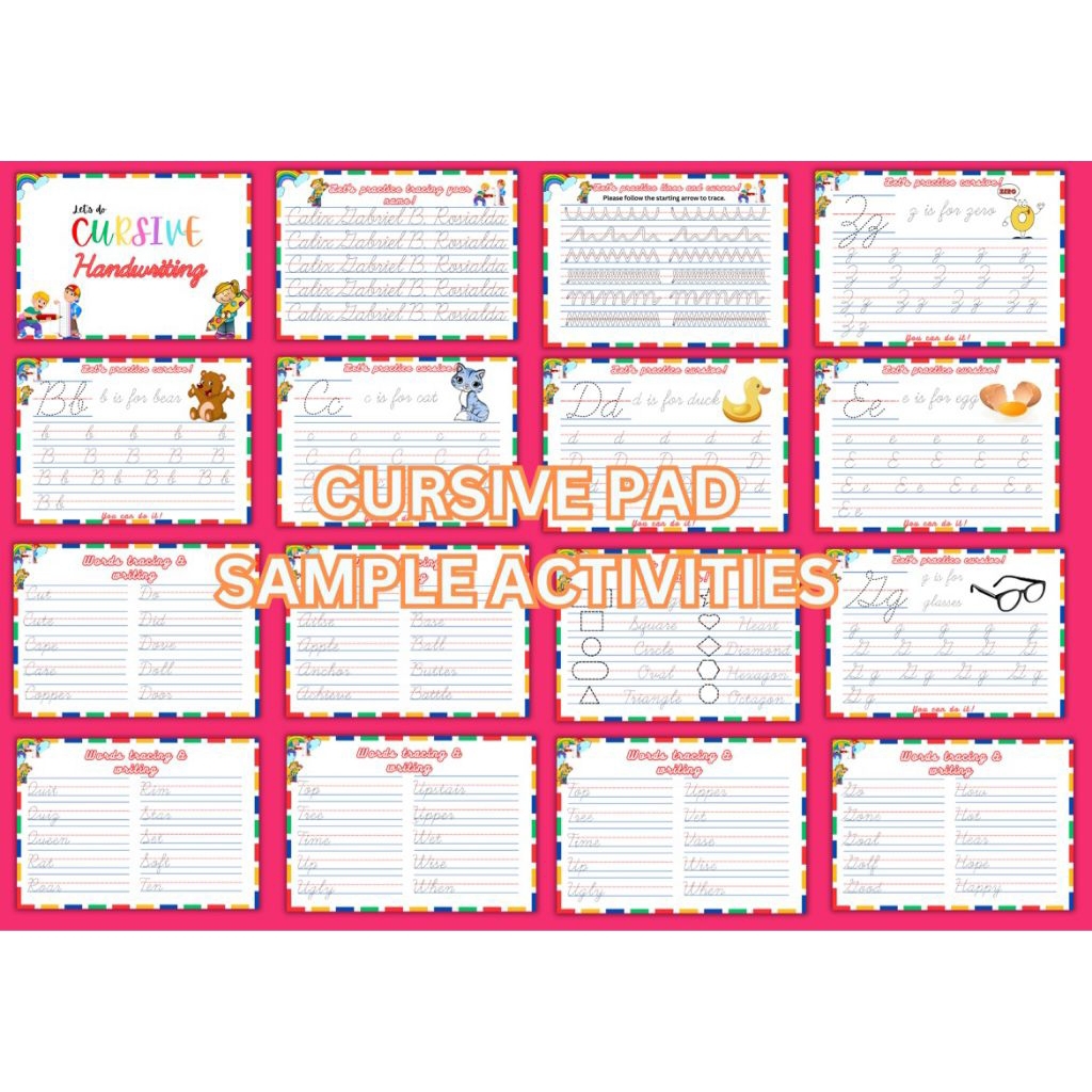 CUSTOMIZED CHARACTER CURSIVE WRITING PAD with FREE PENCIL | Shopee ...