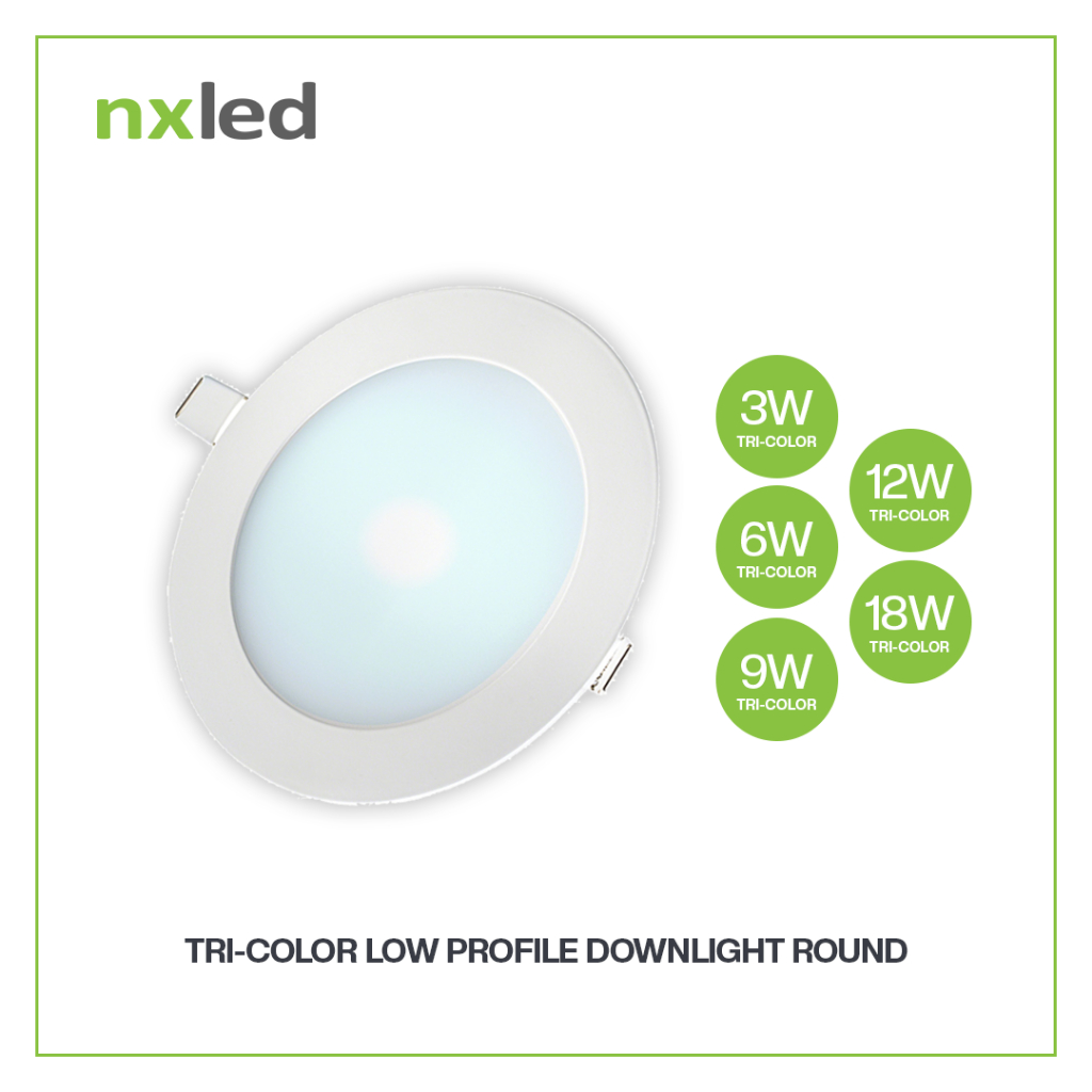 Nxled Round Tri-Color Low Profile Downlight 3W/6W/9W/12/18W (White ...