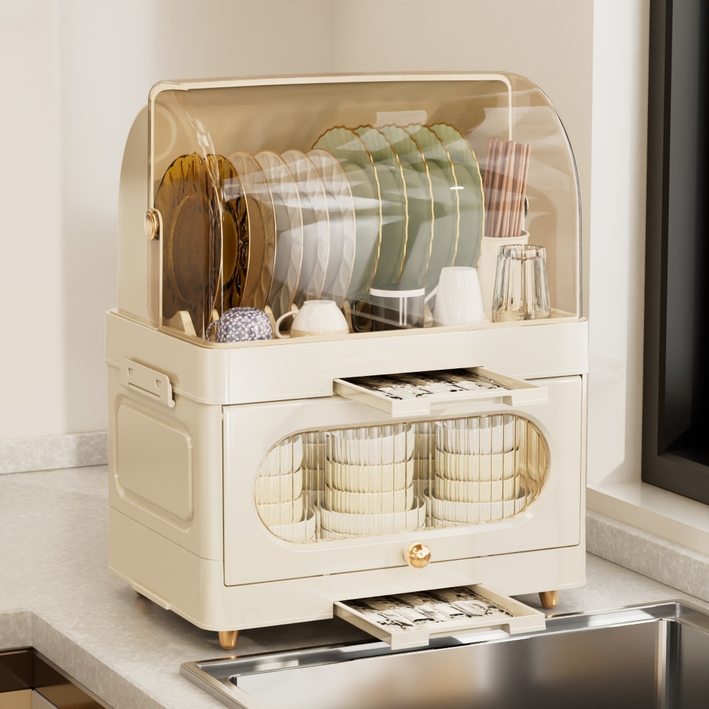 Dish Rack 2/3 Tiers Kitchen Drying Rack Plastic Dish Organizer Rack  Removable Dish Drainer With Tray