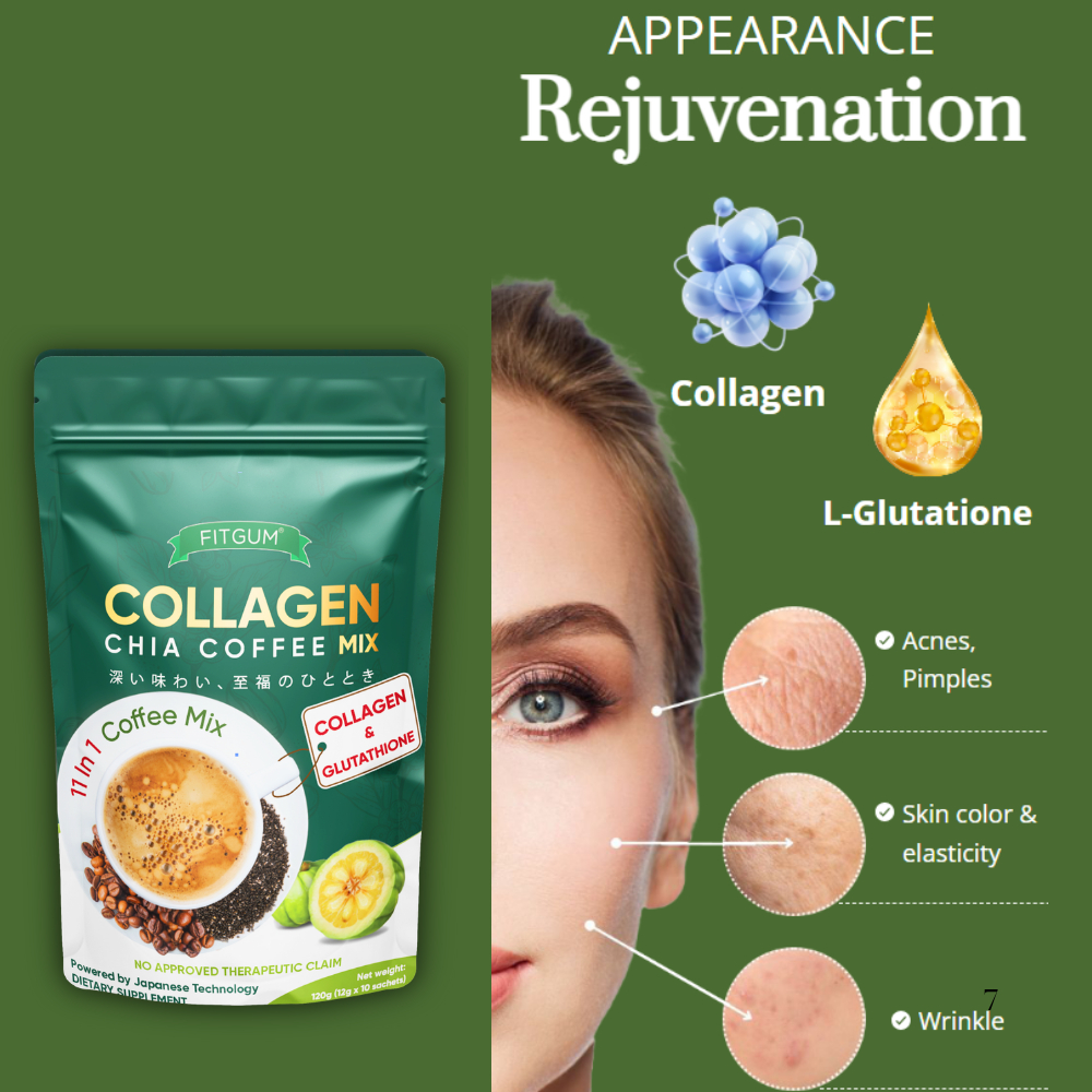 FITGUM 20X Collagen Chia Coffee – 11-in-1 Super Mix, 10 Sachets (120g Total)
