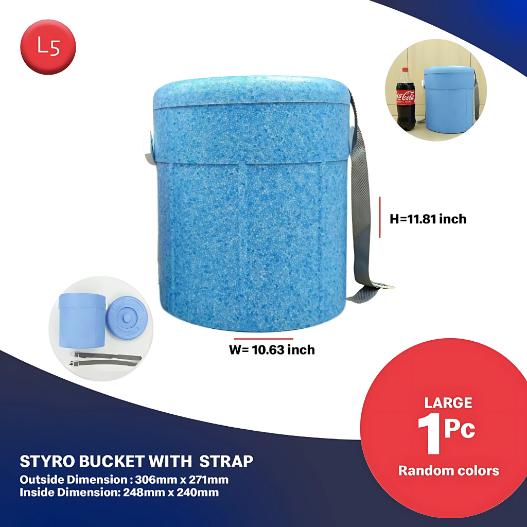 Styro Box Round Ice Chest Large with Adjustable Strap (Random Colors ...