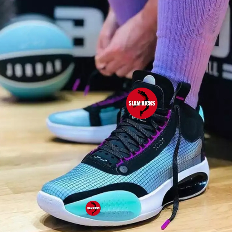 34 Blue Void Black NBA Basketball Shoes For Men OEM Quality Sports  Sneakers With Spike