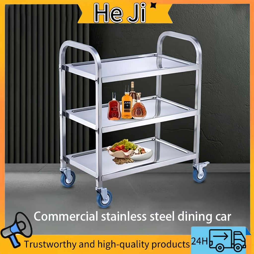 Three-layer stainless steel restaurant kitchen trolley for hotel food ...