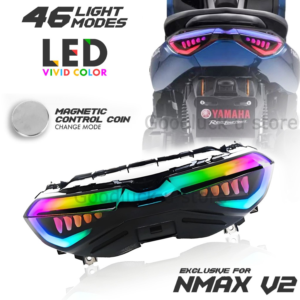 【24H Ship】Yamaha Nmax V2 Tail Light RGB Smoke Lens 46Modes LED VIVID ...