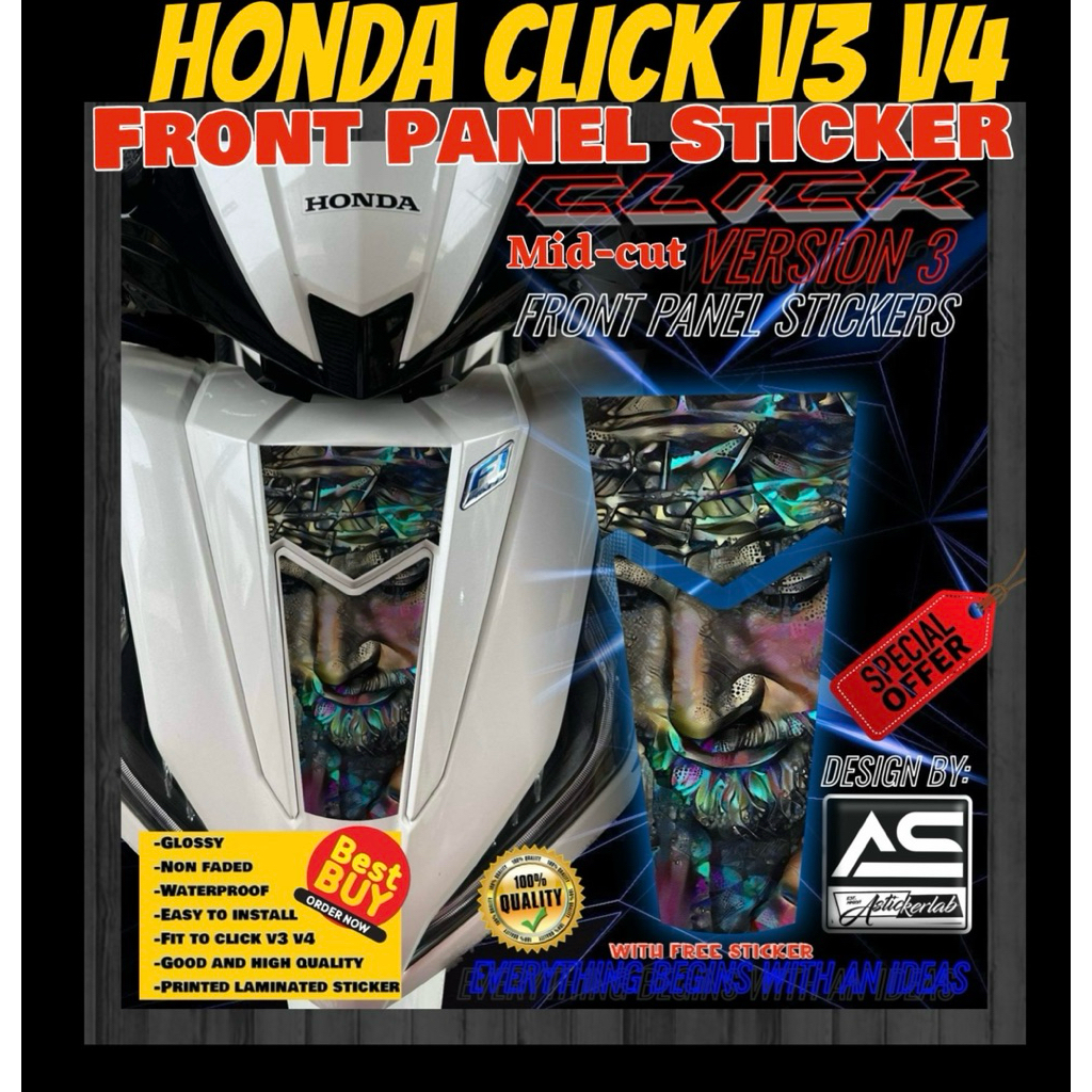 HONDA CLICK V3 V4 MID CUT FRONT COVER PANEL STICKER COVER DECALS MOTOR ...