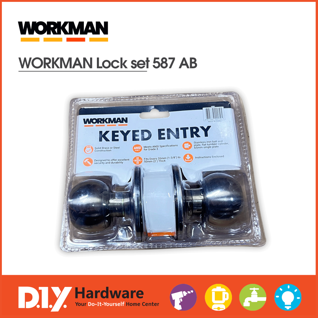 WORKMAN Lock set 587 AB Premium Security All-in-One Lockset | Shopee ...
