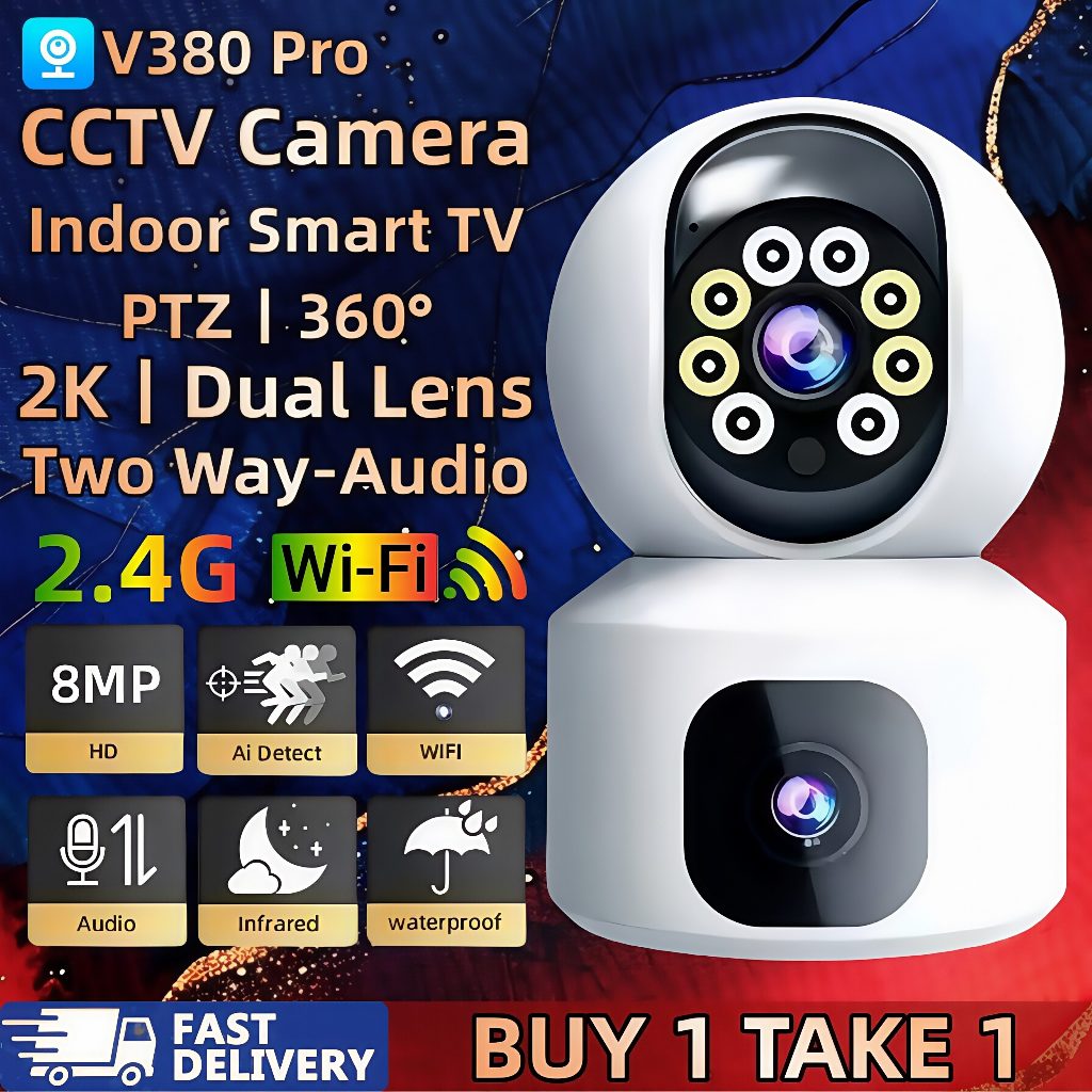 V380 Pro CCTV Camera With Voice WIFI Connect To Cellphone Dual Lens 4K ...
