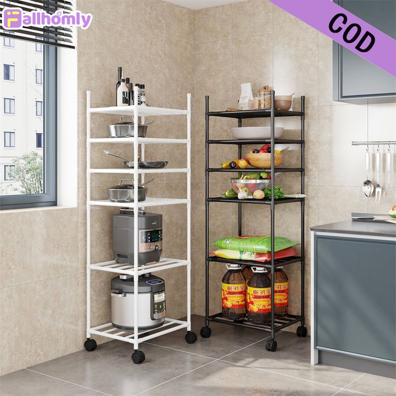 Kitchen Rack Organizer Microwave Shelf & Pot Pan Rack Black/White ...