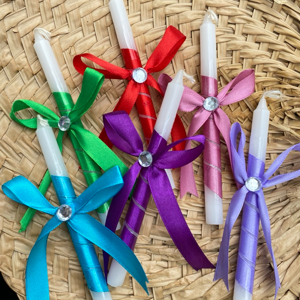 Christening Candle Ribbon tied for special occasions | Shopee Philippines