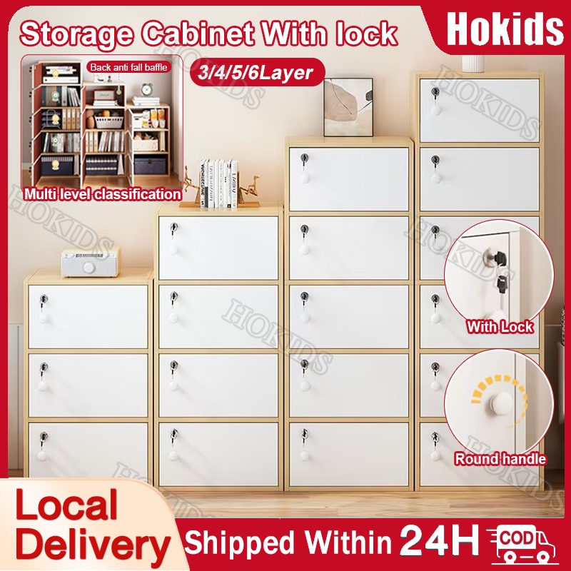 4/5/6 Layer Wood Cabinet Drawer Organizer With Lock Wood Storage ...