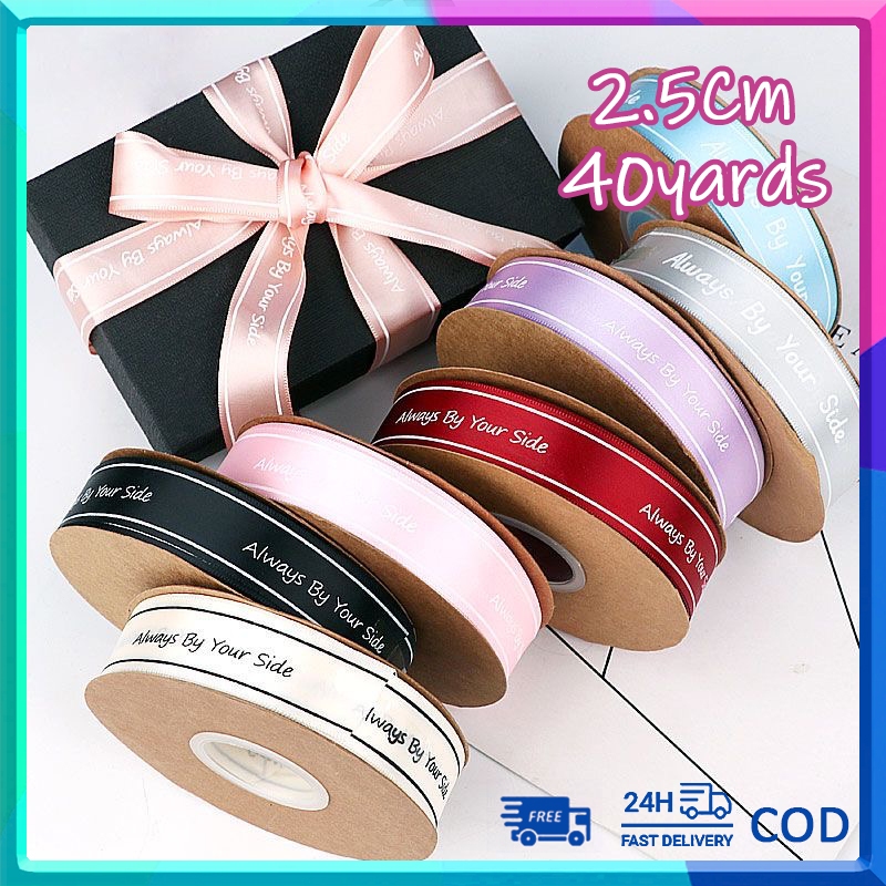 (40 yards/roll) 2.5cm Ribbon English lettersRibbon Satin Ribbon Gift ...