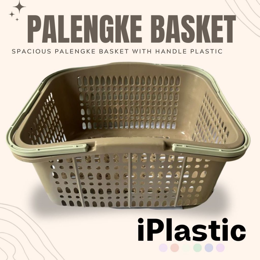 Iplastic. Grocery basket with handle plastic mocha color 36 x 30 x 20 ...