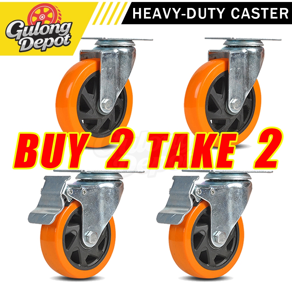 【BUY 2 TAKE 2】PVC Caster Wheels Heavy Duty Fixed/Rotate（No Lock/With ...