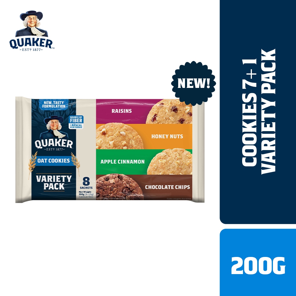 Quaker Oat Cookies 7+ 1 Variety Pack 200g | Shopee Philippines