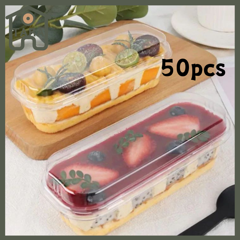 100Pcs Graham Rectangle Cake Container Mini Loaf Deli Dessert Container ...