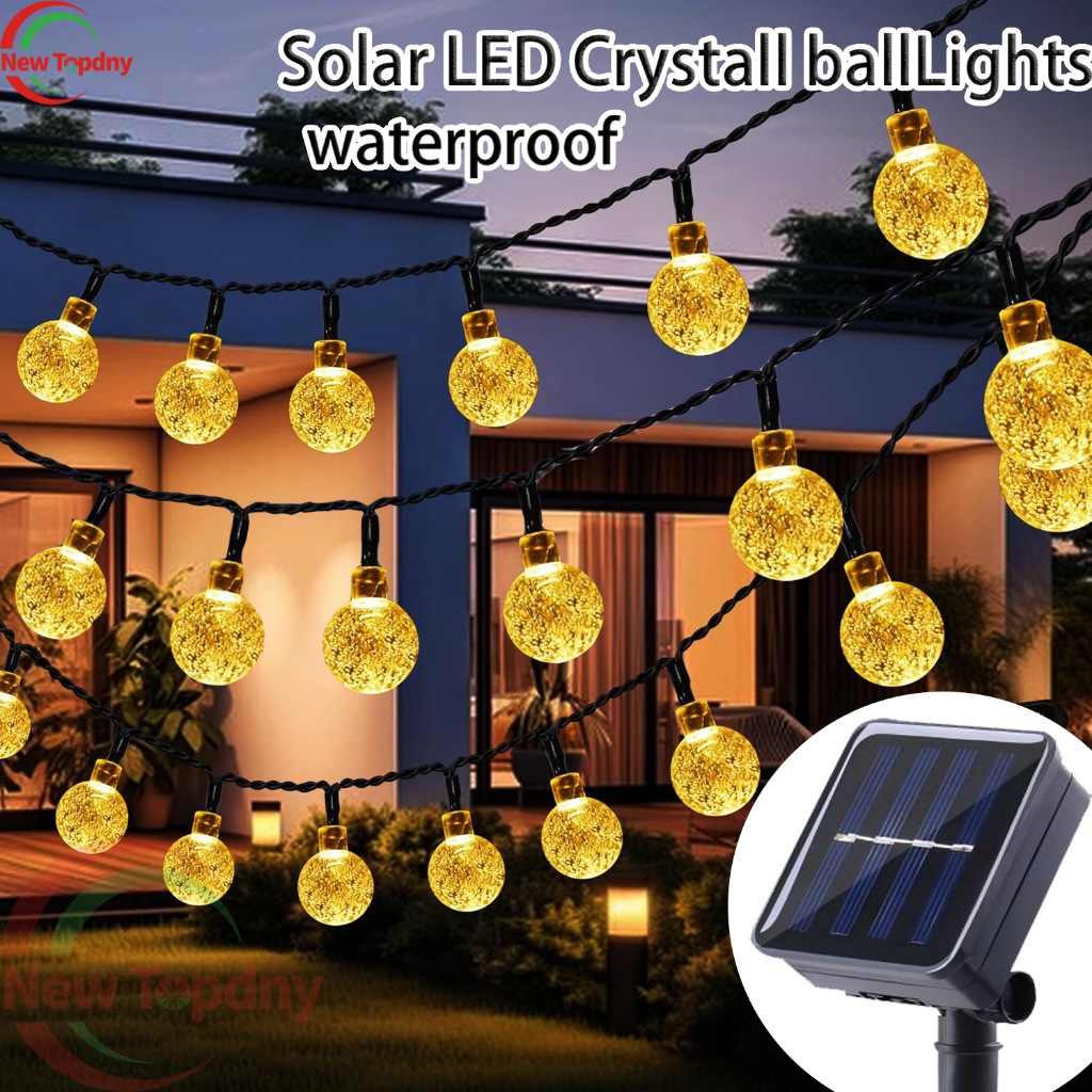 12M Solar Christmas Lights Outdoor waterproof 8 Modes crystalball Light ...