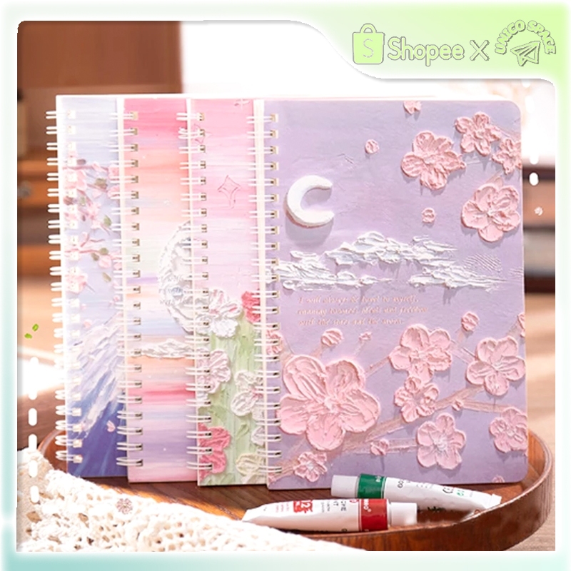 A5 oil painting coil notepad flip spiral notebook ins style Landscape ...