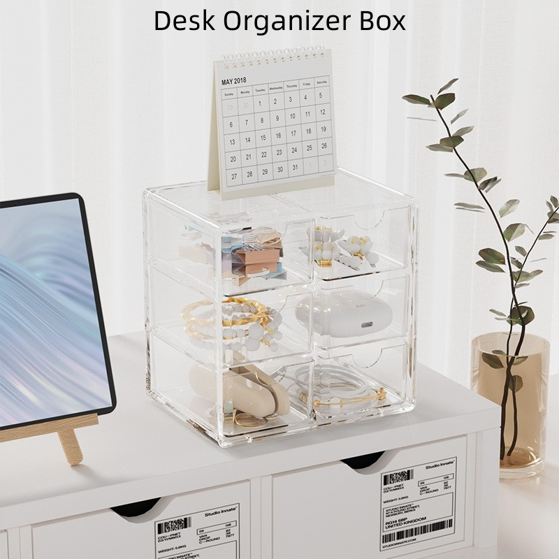 Desktop Six-Grid Handbook Transparent Drawer-Type Storage Box Student ...