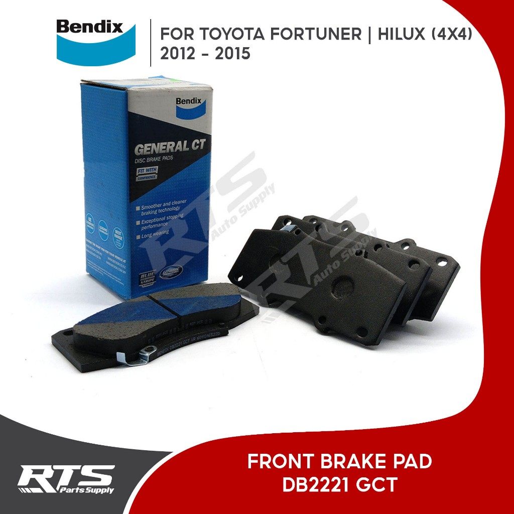 Bendix Front Brake Pad Toyota Fortuner / Hilux (4x4) 2012 - 2015 DB2221 ...