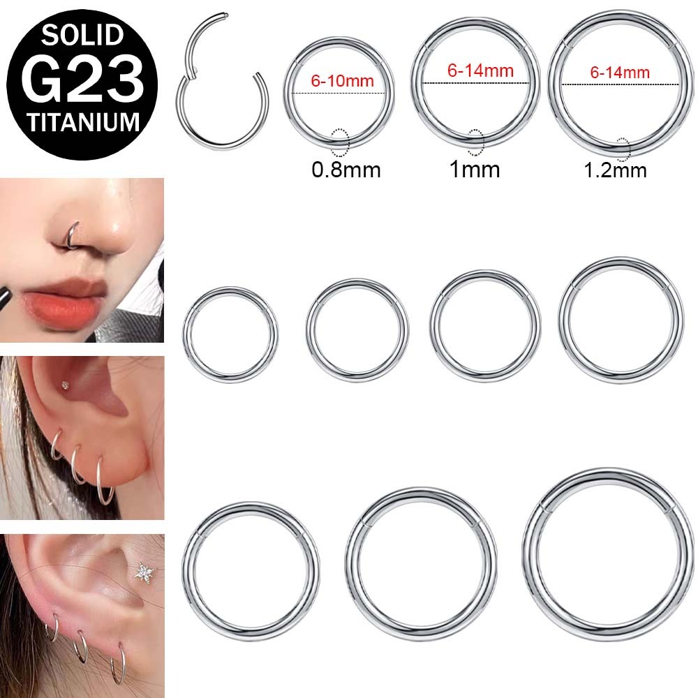 1 PC G23 Titanium Steel Hoop Nose Ring Clicker Rook Round Earring 20/18 ...
