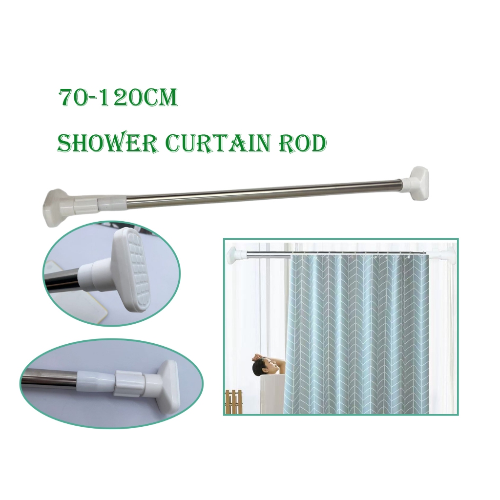 Stainless Extendable Adjustable shower Rod 70-120/110-200cm | Shopee ...