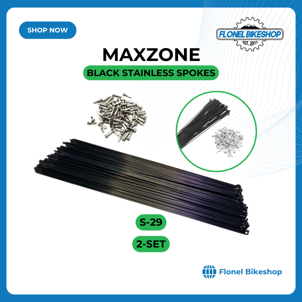 MAXZONE 72pcs Black Spokes + Nipples | MTB/Road Bike | 29er / 700c ...